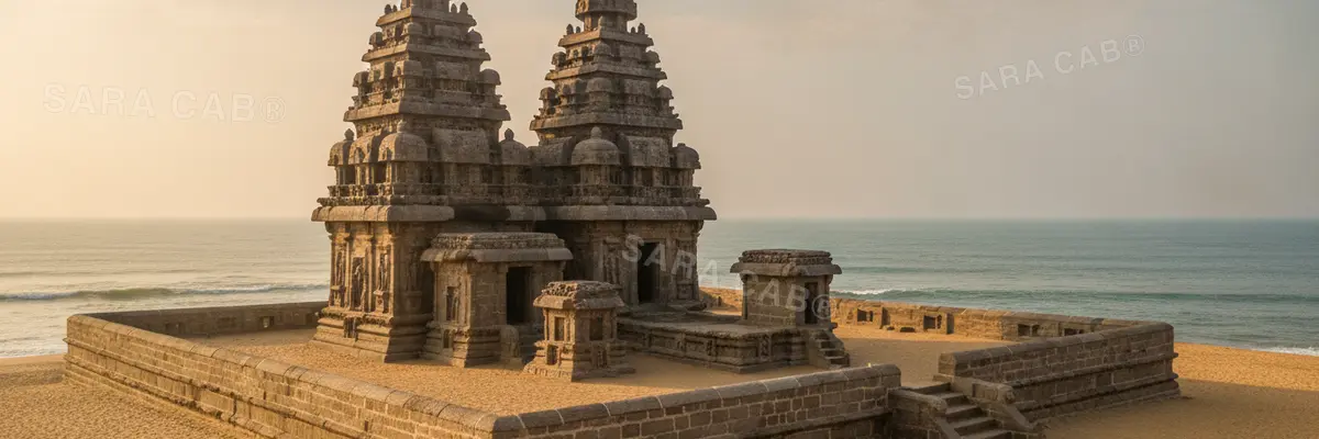 The Shore Temple at Mahabalipuram beside the Bay of Bengal