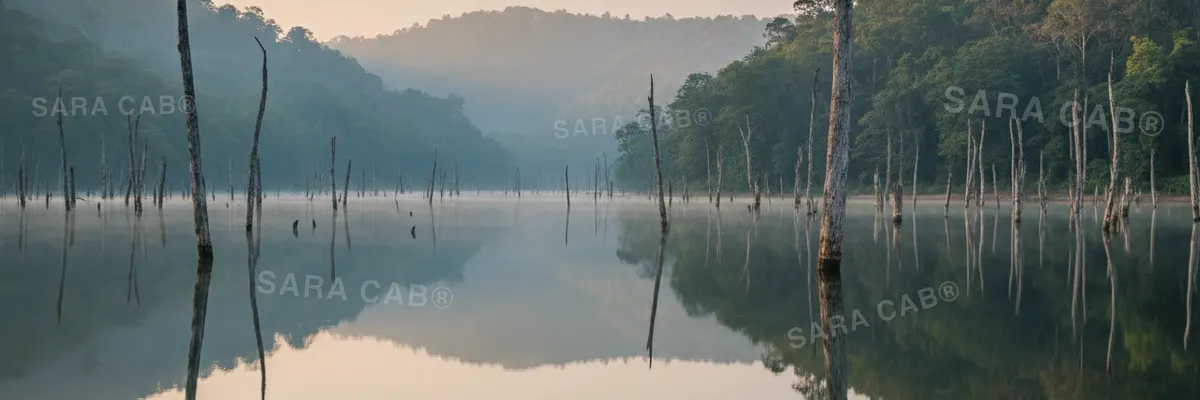 Periyar lake and the surrounding forest at Thekkady
